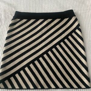 Cynthia Rowley Black and Cream Striped A-Line Skirt